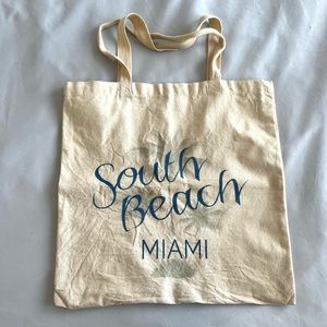 South Beach Miami Canvas Printed Tote Bag - 15” x 15”